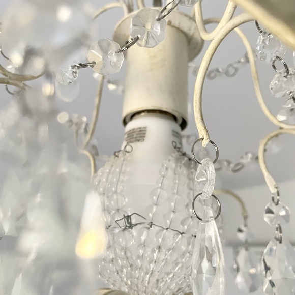 Pottery Barn small chandelier flowers crystals floral ornate hardwi… - Picture 8 of 14